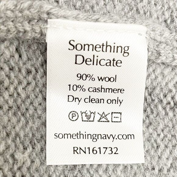 Something Navy Gray Minnie Puff Bishop Sleeve Cashmere Wool Sweater Size Small - Picture 12 of 13